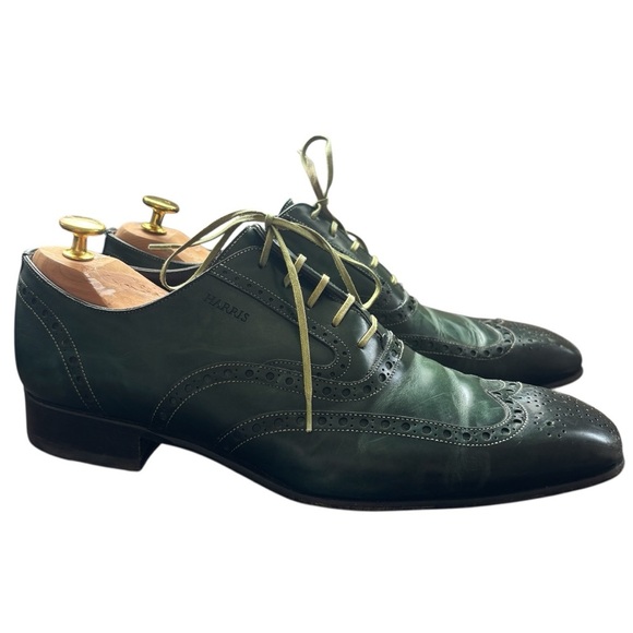 Calzoleria lHarris Firenze Men’s 1913 Hand-Painted Signature Oxford Green Size 8 - Picture 4 of 8